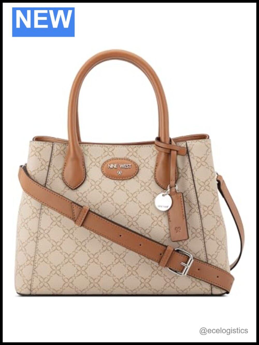 Nine West Adeline Satchel Faux Leather Satchel Handbag Medium 3 Compartments